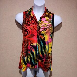Frank Lyman Design Colorful Abstract Button Down Shirt Size 4